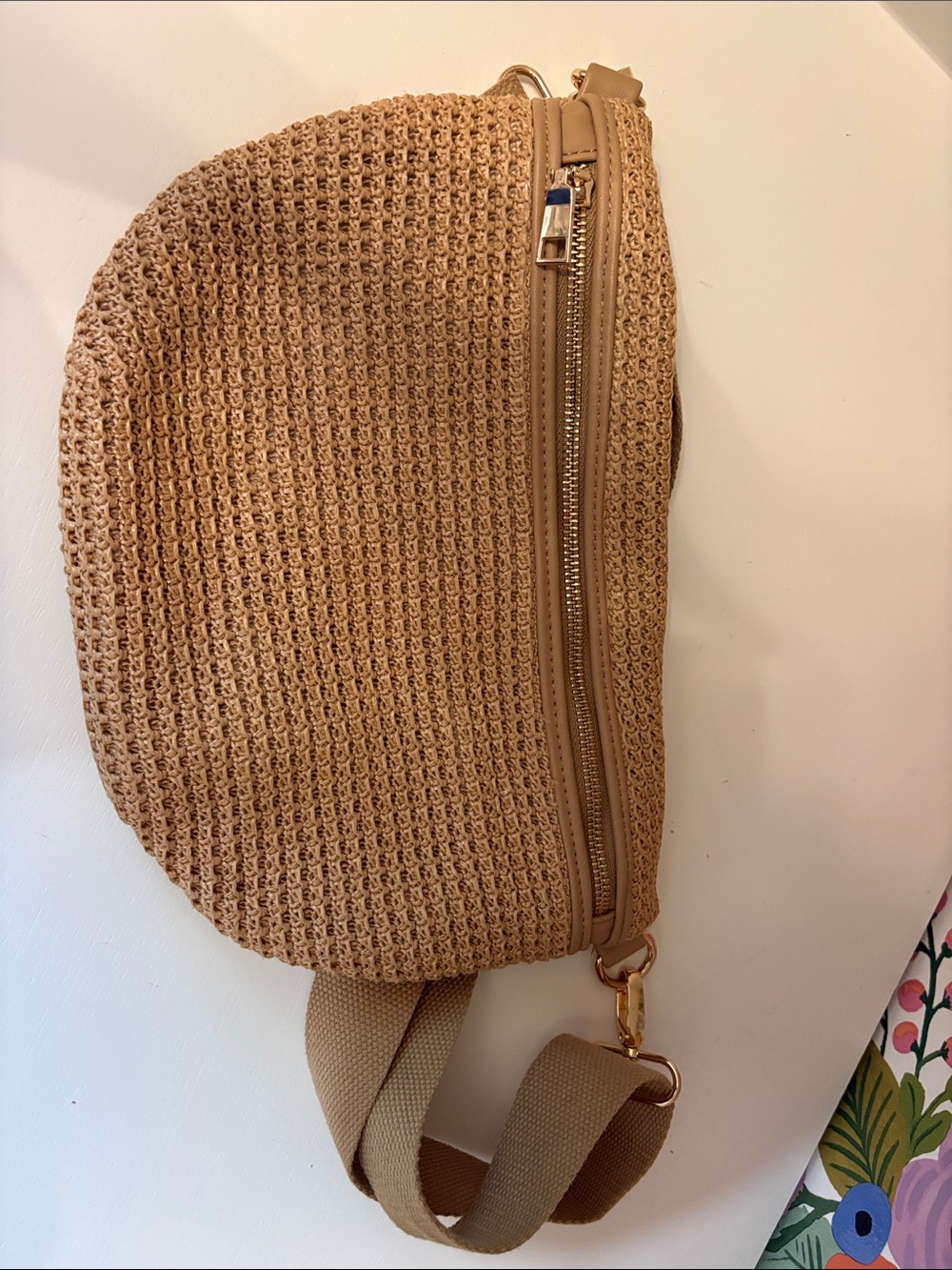 Woven Crossbody Sling Bag - Camel